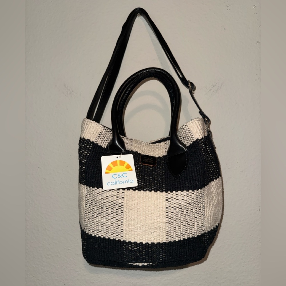 C&C California woven/ blk&white Tote